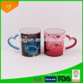 best quality 11oz rim colour mug, sublimation coffee cup, mug with heart handle